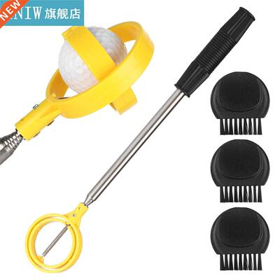 Golf Ball Retriever with 3 Pack Golf Club Cleaner Brush Tele