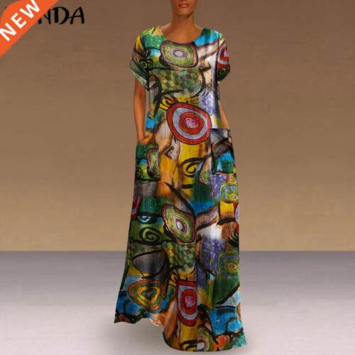 Long Printed Maxi Dress 2022 Casual Women's Summer Sundr