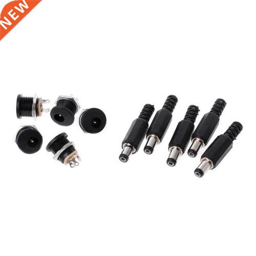 5 Pcs 5.5mm x 2.1mm Male DC Power Plug Connector+5 Pcs Screw