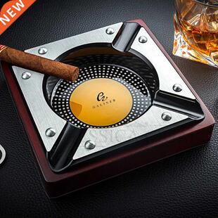 Red Wood Cigar Ashtray Home Metal Ash Tray Outdoor Luxury 4