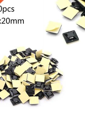 100Pcs Black Zip Tie Car Cable Wire Removable Self Adhesive