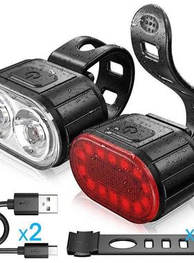 1/2PCS LED Bike Light Bicycle Front Rear Light USB Charge He
