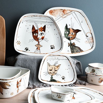 Cute Cartoon Cat Ceramic Tableware Household Soup Noodle