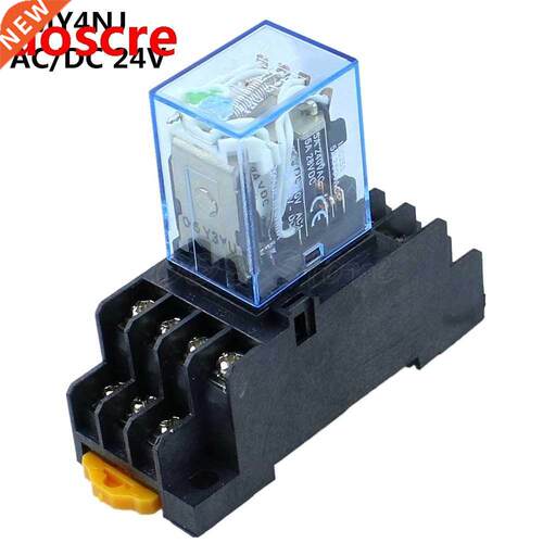 MY4 Power Relay MY4NJ with Din Rail Mount Socket Base 14 Pin