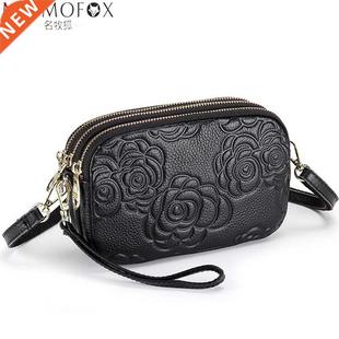 Three Layer Zip Fashion Women Design Pocket Leathe Printing