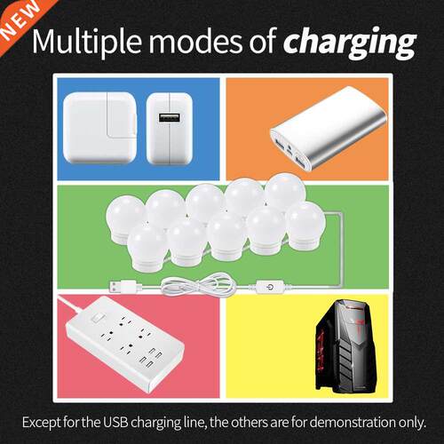 USB LED 12V Makeup Lamp Wall Light Beauty 2 6 10 14 Bulbs Ki