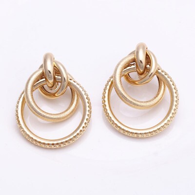 ZA Multilayer Matte Smooth Round Circle Twist Drop Earring f