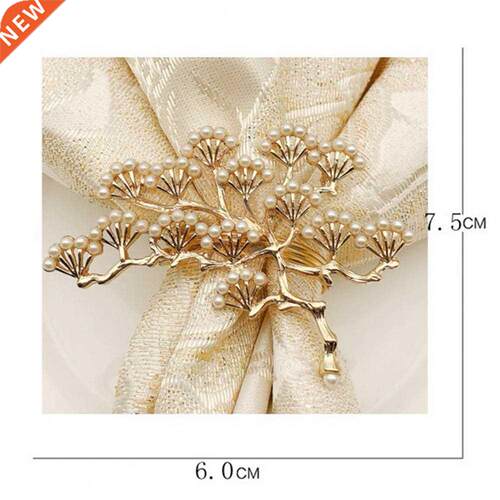 6Pcs Pine Tree Artificial Pearl Shape Napkin Ring Party Dinn