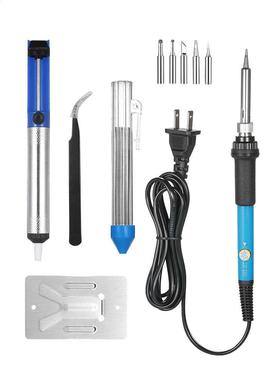 10pcs 110V 60W Adjustable Temperature Soldering Iron Kit +De