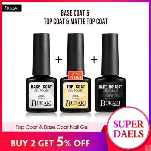 Gel Nail Polish Base and Top Coat Set Matte Top Coat Soak-of