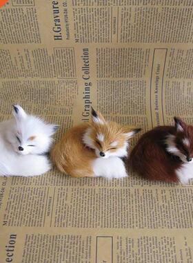 New Simulation Brown fox Toy Furs Squatting Fox Model Home D