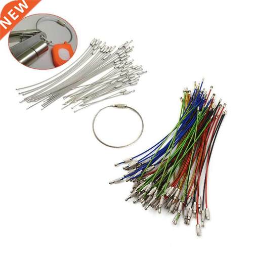 10pcs Colorful Screw Locking Stainless Steel Wire Keychain C