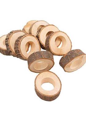 10 Pcs Handcrafted Rustic Wooden Napkin Rings 适用于 Table D