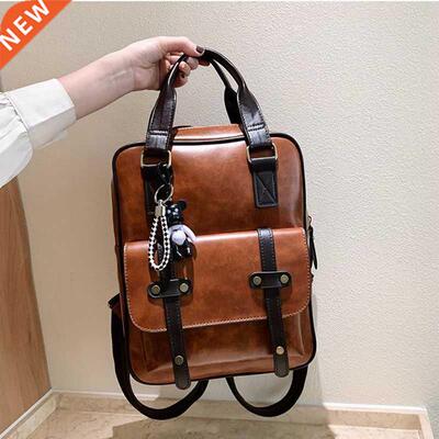 Fashion Lady Student Backpack Women Men PU Leather Waterproo