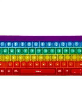 Keyboard Rainbow Push Bubble Popper Fidget Toys Soft Squishy