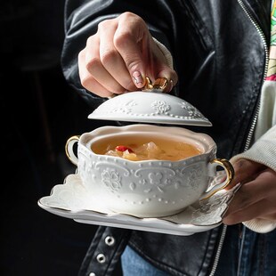 European-style Dessert Small Tableware Embossed Soup Cup