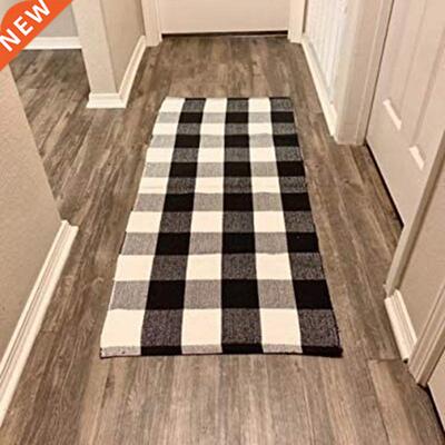 Classic Buffalo Black & White Plaid Checkered Rug Set of