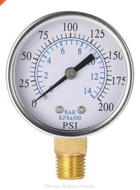 0-14 Bar Air Oil Water Pressure Gauge 1/4