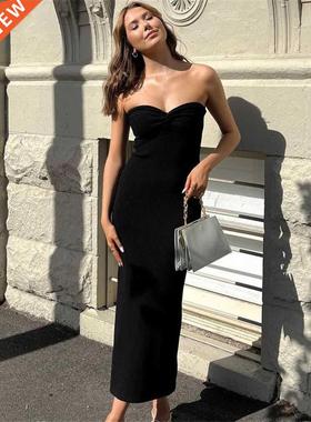 Tossy Strapless Knit Maxi Dresses For Women Summer Beach Par