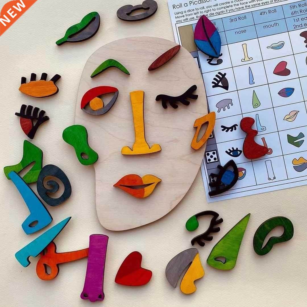 Face Puzzle Wooden Montessori Toys Wood 3d Cartoon Puzzle Di