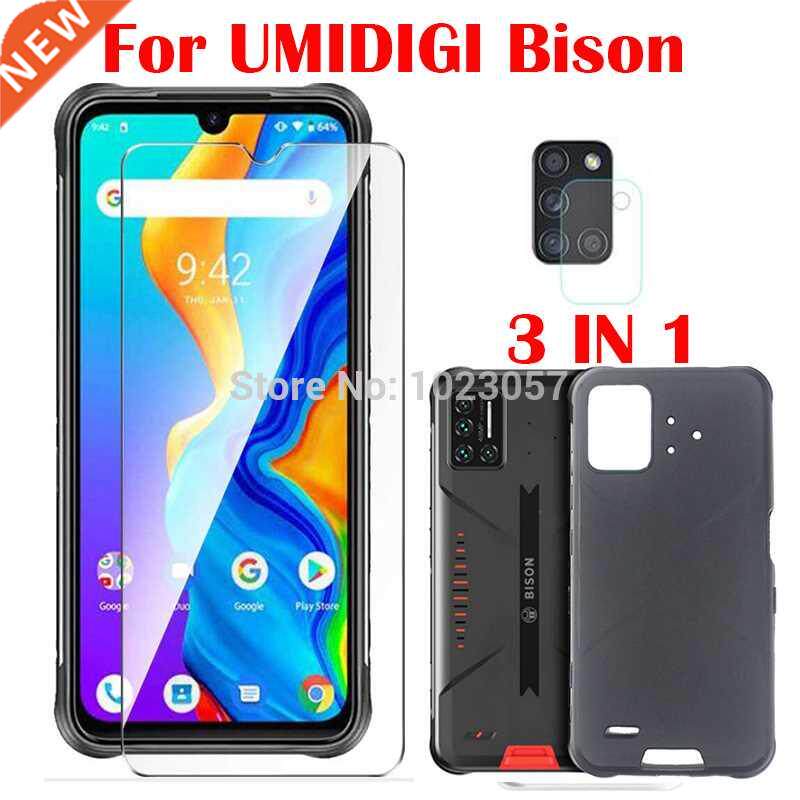 3 in 1 Soft Case + Camera Tempered Glass On UMIDIGI BISON I