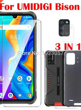 3 in 1 Soft Case + Camera Tempered Glass On UMIDIGI BISON I