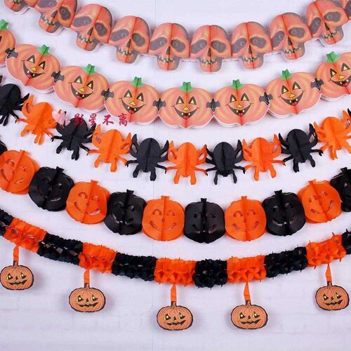 Halloween pumpkin pull flower hanging flag banner decoration
