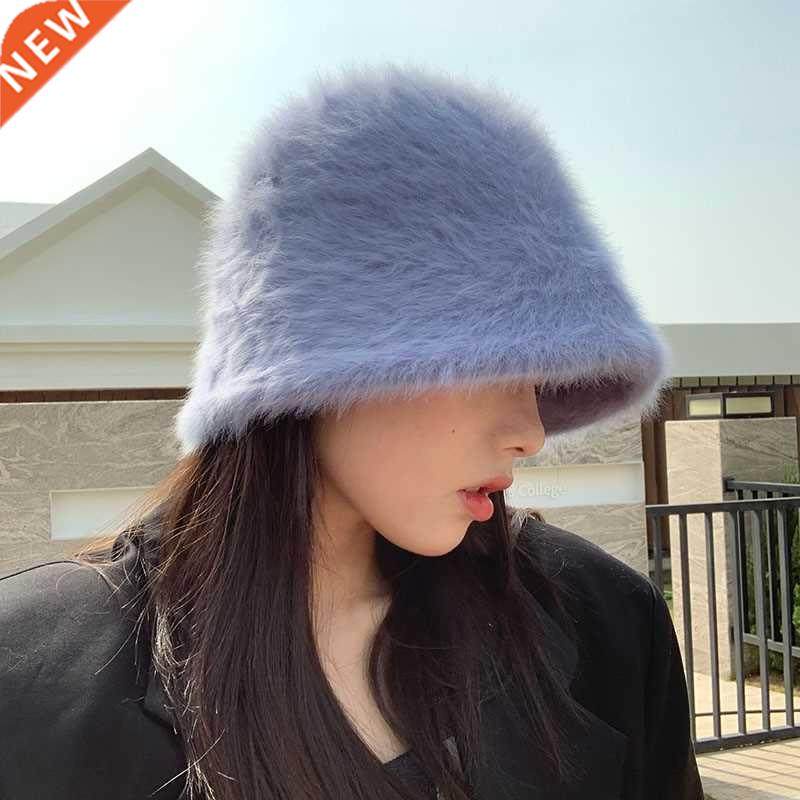 Hat winter women	s fashion Solid color rabbit fur hat