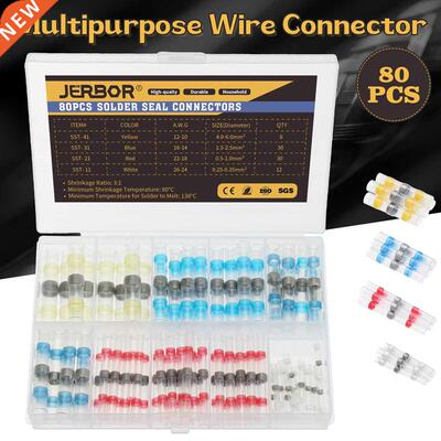 80Pcs Solder Seal Wire Connectors Kit, Heat Shrinkable Butt