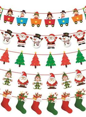 1PC Garland Christmas Banners Santa Claus Banner Snowman Elk
