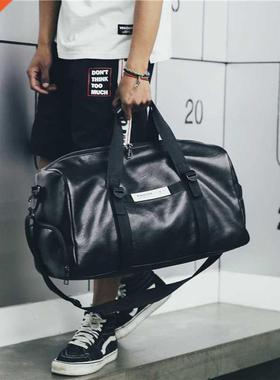 Gym Bag Leather Women Fitness Shoe Compartment Men Duffle Sh