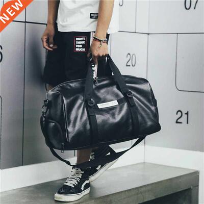 Gym Bag Leather Women Fitness Shoe Compartment Men Duffle Sh