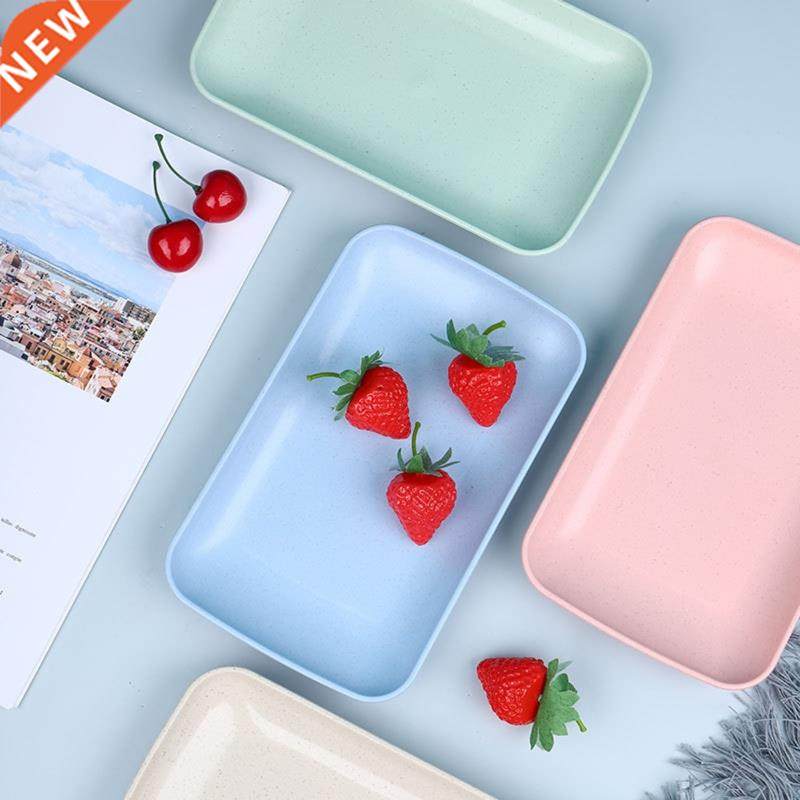 Rectangular Platter Wheat Straw Dinner Plate Tea Cup Saucer