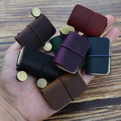 Small Leather Notebook Mini Vintage Retro Cute Kawaii Portab