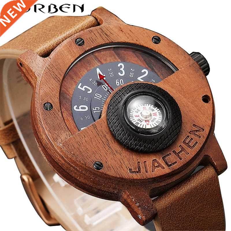 Unique Compass Turntable Number Design Mens Wooden Watch Me