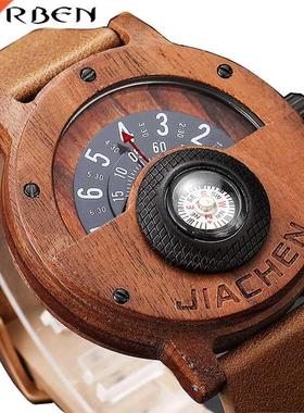 Unique Compass Turntable Number Design Mens Wooden Watch Me