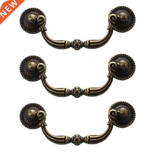 3X Antique Brass Cabinet Door Drawer Handles 100 mm