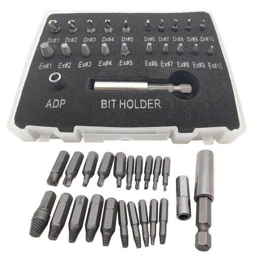 22Pcs Daged Screw Extractor Remover Drill it Set Stripped