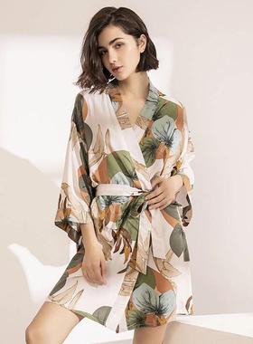 2022 Spring New Ladies Silk Satin Thin Robe Comfort Fresh St