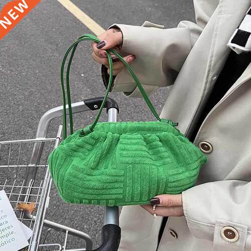 2022 New Brand Green Towel Fabric Women Single-Shoulder Bag
