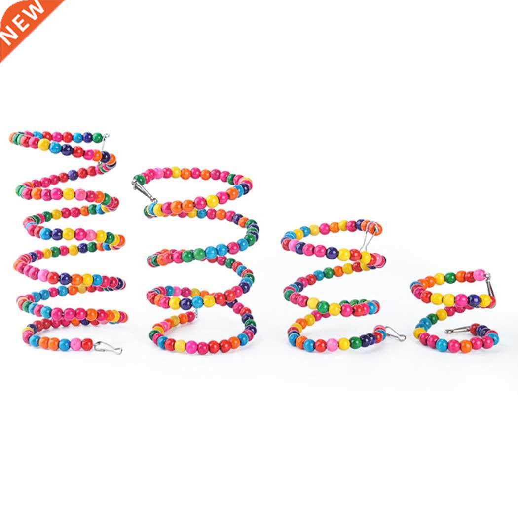 Bird Wooden Ladder Toy Colorful Bead Spiral Design Parrot S