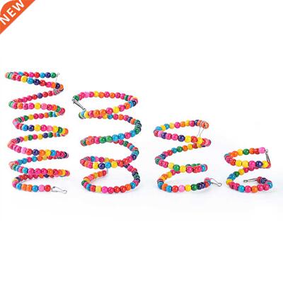 Bird Wooden Ladder Toy Colorful Bead Spiral Design Parrot S