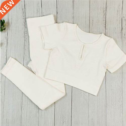 Two Piece Set Women Seamless Yoga Suit Sports Shirt High Wai