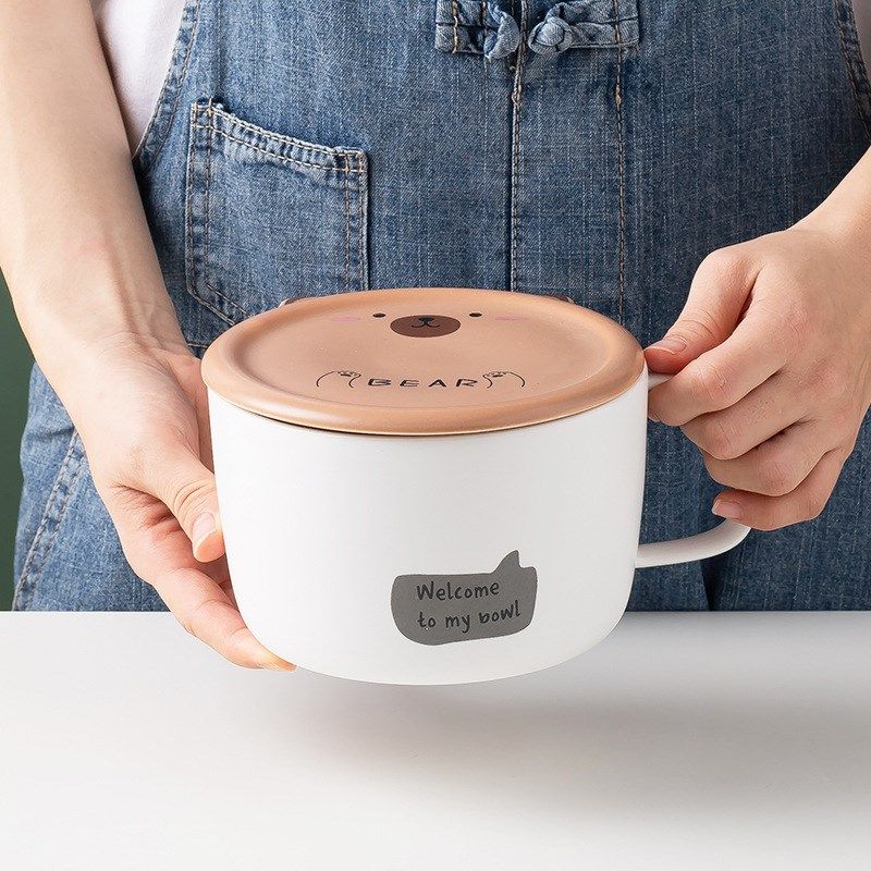 1000ml Creative Ceramic Cartoon Noodle Bowl household