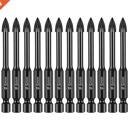 12Pieces Glass Concrete Drill Bit Set for Brick, Tile, Plast