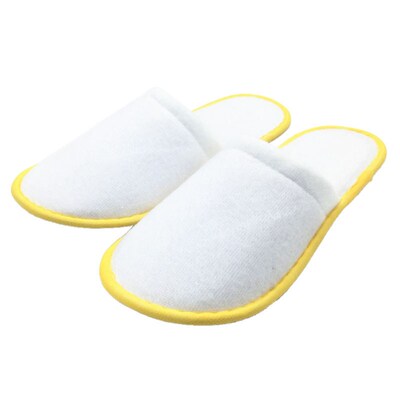 10 pairs of White Towelling Hotel Disposable Slippers Terry
