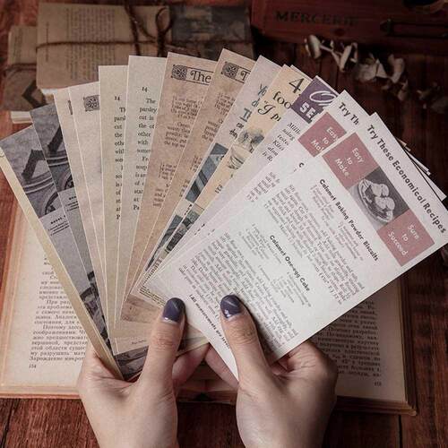 60 Sheets Retro Old Book Pages  Vintage Decorative Materi