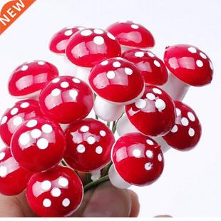 50pcs Mini Red Mushroom Garden Ornat Miniature Plant Pots Fa