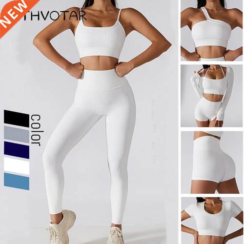 2022 New 7Piece Seamless Yoga Set Women Fitness Suits Crop T