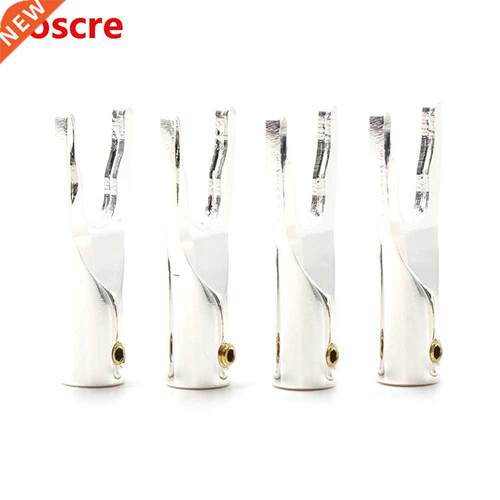 4pieces pure copper Silver plaed Y Spade plug spade adapter